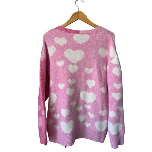 BiBi Cozy Oversized Pink Heart Cardigan - Picture 6 of 13